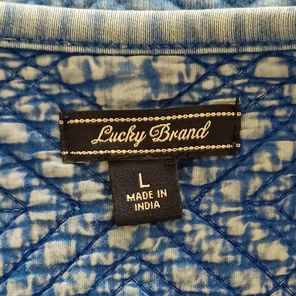 Lucky Brand Distressed Quilted Antique Blue Jacket/Cardigan Size Large - Picture 5 of 10